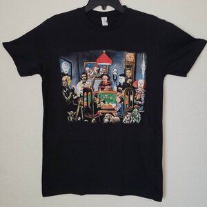 New “Horror Poker Players” Unisex Silkscreen T-Shirt – Small–2XL